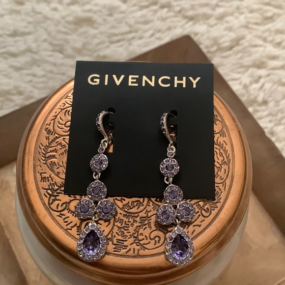 Givenchy Sparkling Stones Purple Drop Earrings - Picture 1 of 2